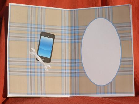 Blue Plaid with Cell Phone and Wrench Is by Susan Smith