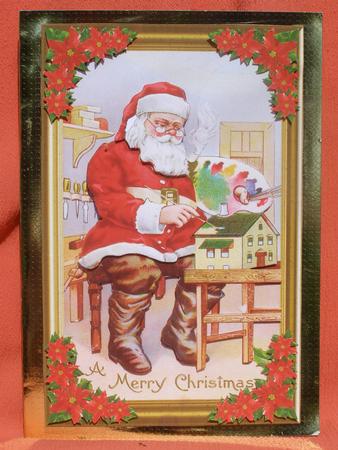 Father Christmas in his workshop Decoupage Topper by Susan Smith
