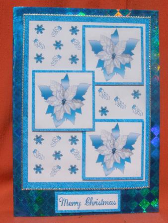 Three Squares Blue & White Poinsettias by Susan Smith
