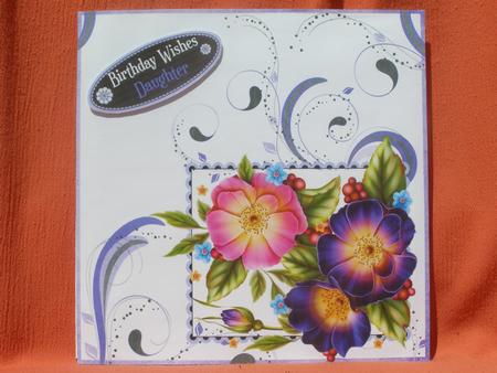 Wild Rose & Purple Swirls Ink Saving 8x8inch Topper by Susan Smith