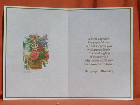 Beautiful Floral 95th Birthday Insert by Susan Smith