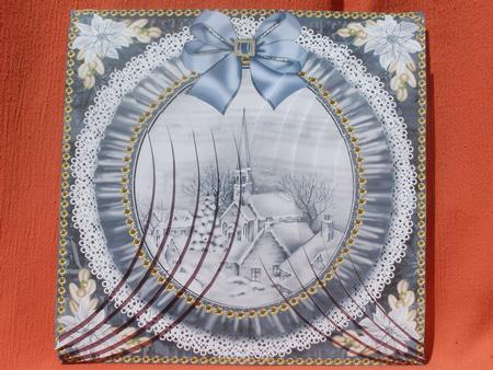 Black Village Church Ruffle 8in Rounded Side Stacker by Susan Smith