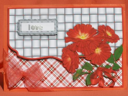 Red Flower Country Style Fancy Edge Faux Envelope Card by Susan Smith