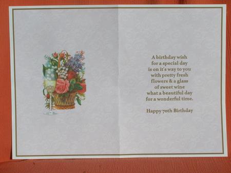 Beautiful Floral 70th Birthday Insert by Susan Smith