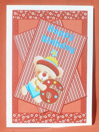 Happy 6th Birthday Bear Card Front by Susan Smith