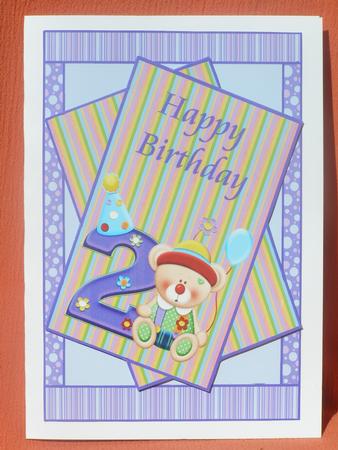 Happy 2nd Birthday Bear Card Front by Susan Smith