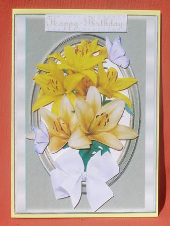 Lovely A5 Yellow Lillies in a Oval Frame by Susan Smith