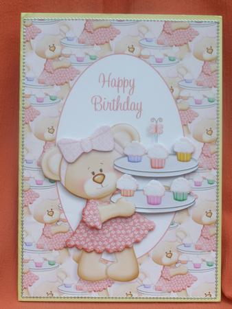 Teddy Bear Cupcakes Card Front with Decoupage by Susan Smith