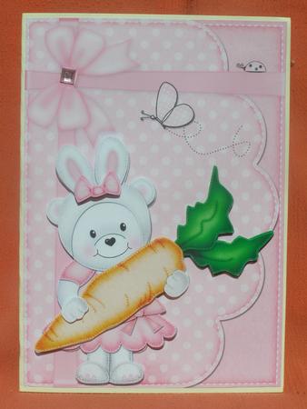 A5 Teddy Tess's Bunny Ears Quick Card N 3D Decoupage by Susan Smith