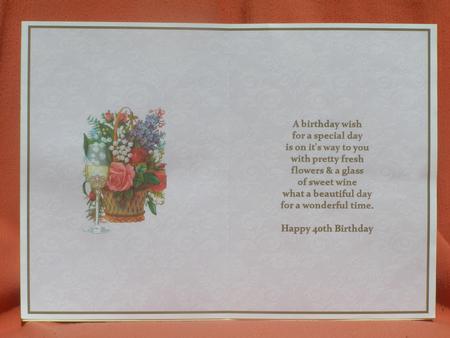 Beautiful Floral 40th Birthday Insert by Susan Smith