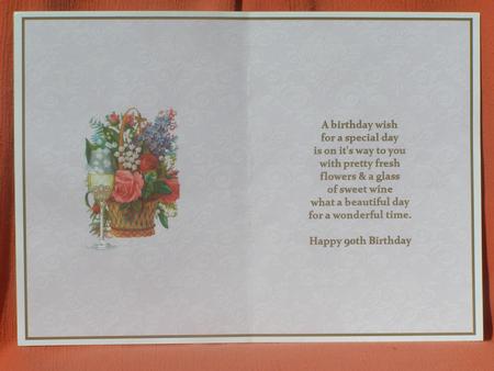 Beautiful Floral 90th Birthday Insert by Susan Smith