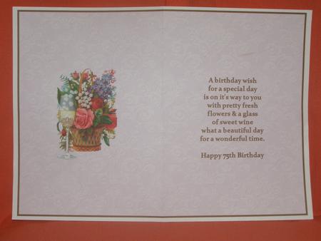 Beautiful Floral 75th Birthday Insert by Susan Smith