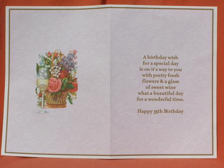 Beautiful Floral 35th Birthday Insert by Susan Smith