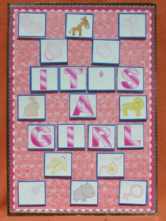 It's a Girl Tile Card by Susan Smith
