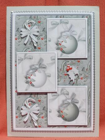 Christmas Baubles Three Square Quick Card by Susan Smith
