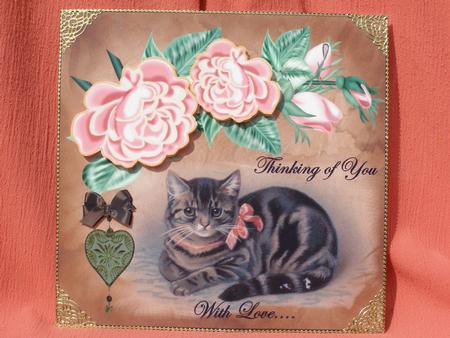 Sweet Vintage Kitten Thinking of You -  by Susan Smith