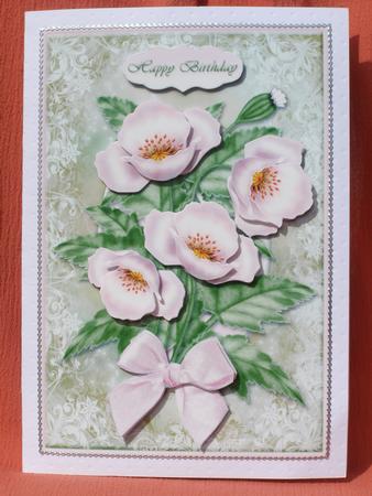 Bouquet of Pink Poppies Card Front by Susan Smith