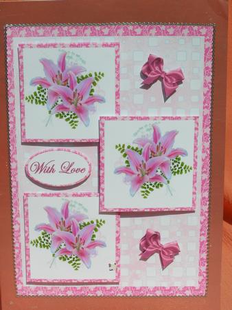 Three Squares - Pink Lilies by Susan Smith