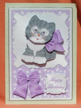 Cute Kitten Lilac Card Front by Susan Smith