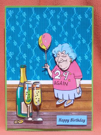29 Again 3 Quick Card Front with Decoupage and Ages by Susan Smith