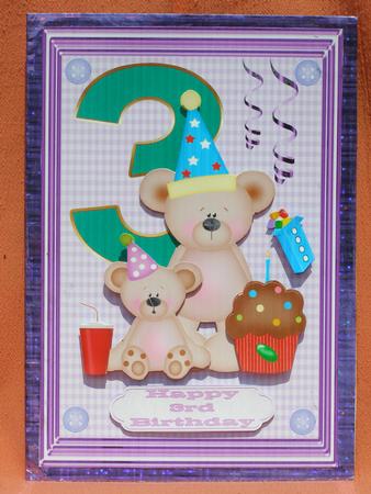 Happy 3rd Birthday childrens decoupage topper by Susan Smith