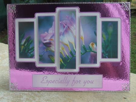 Brand New Purple Floral Pyramid Panel Card Kit by Susan Smith