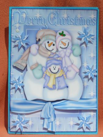 Cute Snowman Family in Star Frame with Stars by Susan Smith