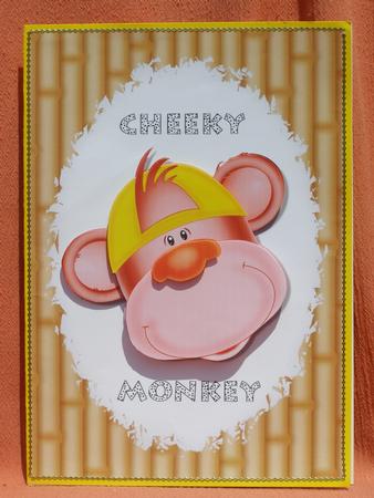 Cheeky Monkey Card Front with Decoupage by Susan Smith