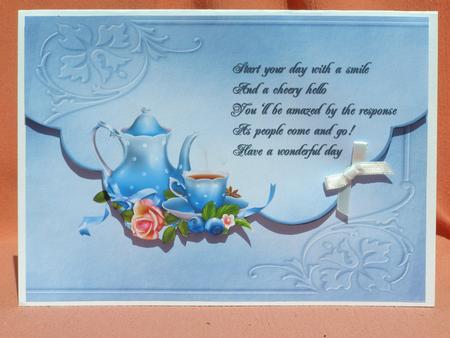 Blue Teatime Envelope Card by Susan Smith