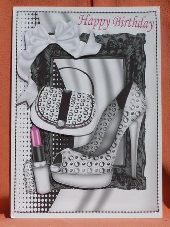 Beautiful Girl,lovely Shoes and Lippy with Big Bow A4 by Susan Smith