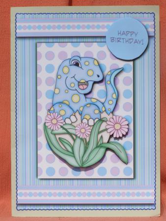 Cute Baby Dinosaur Blue & Purple by Susan Smith