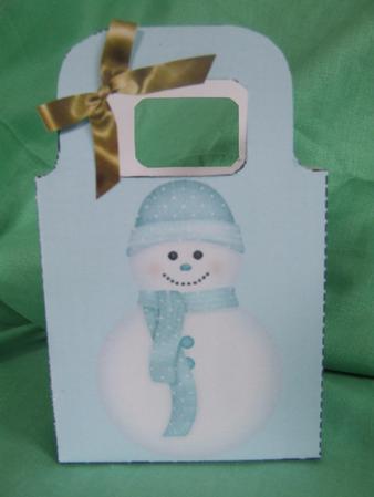 Cute Pastel Blue Snowman Gift Bag by Susan Smith