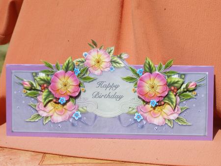Pretty Pink Flowers Birthday Over the Top Large Card by Susan Smith