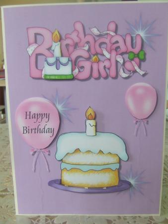 Birthday Girl Decoupage Quick Card Front by Susan Smith
