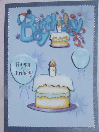 Birthday Boy Decoupage Quick Card Front by Susan Smith
