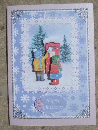 Christmas Post Card Front and Decoupage by Susan Smith