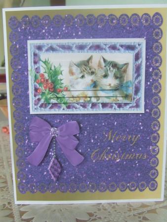 Vintage Kittens Christmas Card Front by Susan Smith