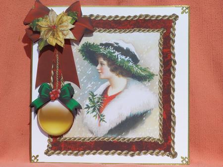 8x8 Vintage Christmas Lady in Luxury Frame by Susan Smith