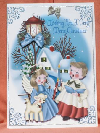 Carol Singer with Angel in Snow Scene A4 by Susan Smith