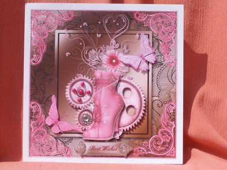 Steampunk Style Boot on Copper Card Topper by Susan Smith