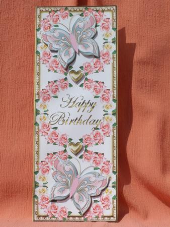 Dl Birthday Topper with Rose Wreath & Butterflies 5 by Susan Smith