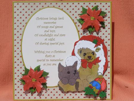 Christmas Teddy with His Cat by Susan Smith
