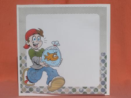 Goldfish Kid - 6x6 Insert & Tags - Khaki, Denim & Red 2 by Susan Smith