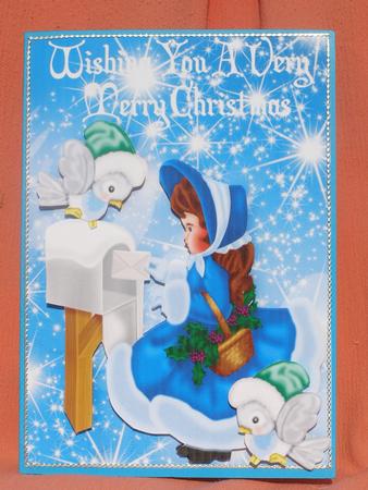 Little Girl in Blue Posting Her Letter with Birds by Susan Smith