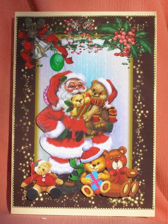 Santa in His Teddy Bear Workshop with Decoupage by Susan Smith