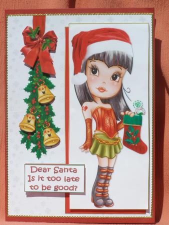 Goth/mod Girl Christmas Quick Card by Susan Smith