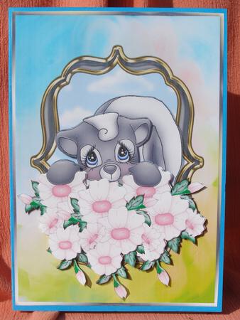 Cute Blue Eyes Card Front with Decoupage by Susan Smith