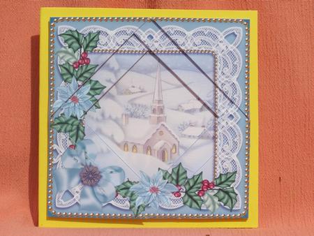 Ice Church Teal Poinsettia 5in Triangle Spiral Stacker by Susan Smith