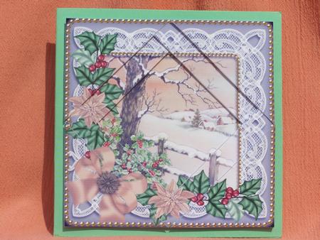 Winters Tale Poinsettia 5in Triangle Spiral Stacker by Susan Smith