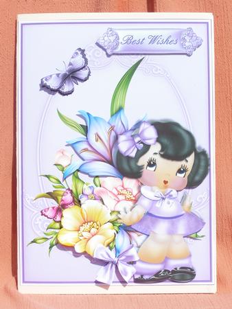 Cute Little Girl with Floral Card Front by Susan Smith